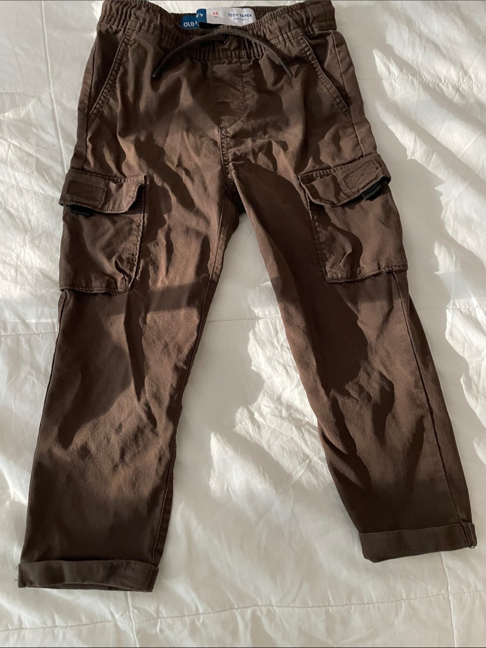 Old Navy Boy's Dark Brown Cargo Pants with Drawstring Waist
